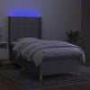 vidaXL Box Spring Bed with Mattress&LED Light Gray 39.4"x79.9" Twin XL Fabric