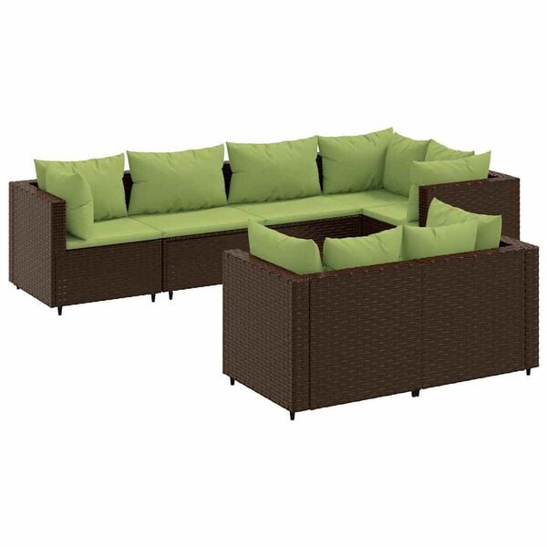 vidaXL Patio Lounge Set Set of 7 Brown, Green