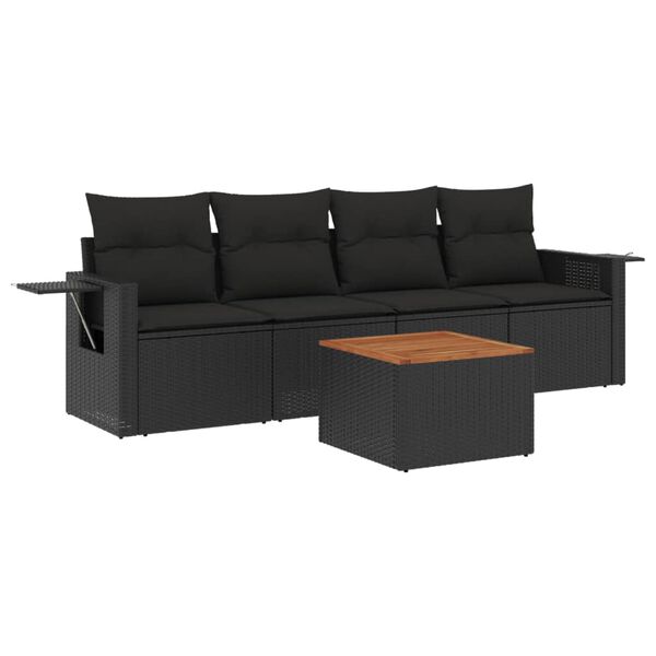 vidaXL Garden Sofa Set Black