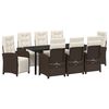 vidaXL Garden Dining Set with Cushion 9 pcs Brown Poly Rattan