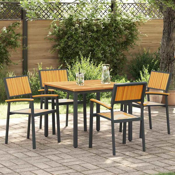 vidaXL Garden Dining Set 5 pcs Black and brown