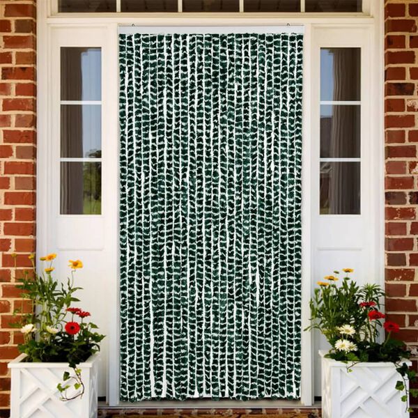 vidaXL Fly Curtain Green and White 39.4x90.6" Chenille