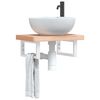 vidaXL Basin Shelf White, Beech Solid Beech Wood, Steel