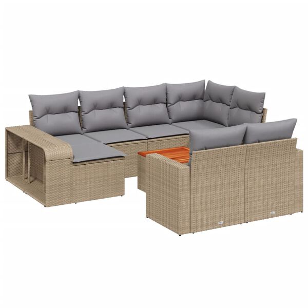 vidaXL Garden Sofa Set Beige PE rattan Large Modular Garden Sofa Set