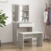 vidaXL Dressing Table Set With Led Concrete grey Engineered wood, acrylic