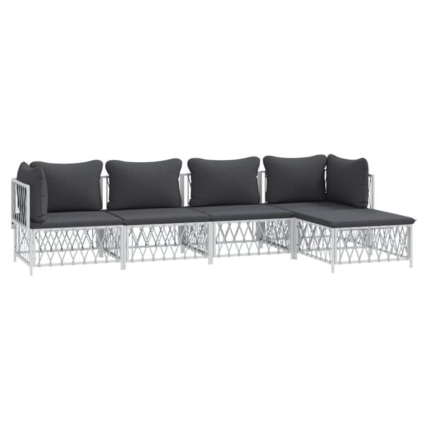 vidaXL Garden Lounge Set White, Dark grey