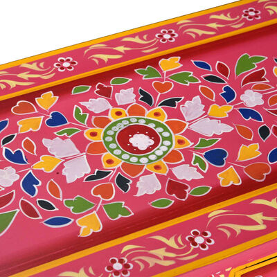 vidaXL Sideboard with Drawers Pink 23.6"x11.8"x29.9" Solid Wood Mango