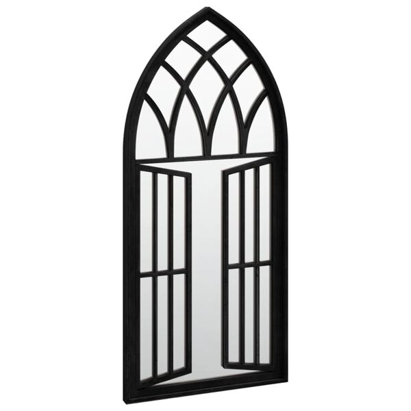 vidaXL Garden Mirror Black Iron, Glass 39.4 x 17.7 in Decorative Inlays