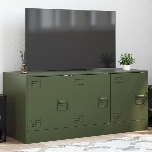 vidaXL TV Cabinet Olive Green Cold-rolled steel Medium TV Cabinet