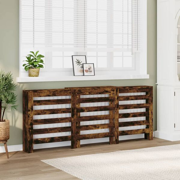 vidaXL Radiator Cover Smoked Oak 80.7x8.5x32.9" Engineered Wood