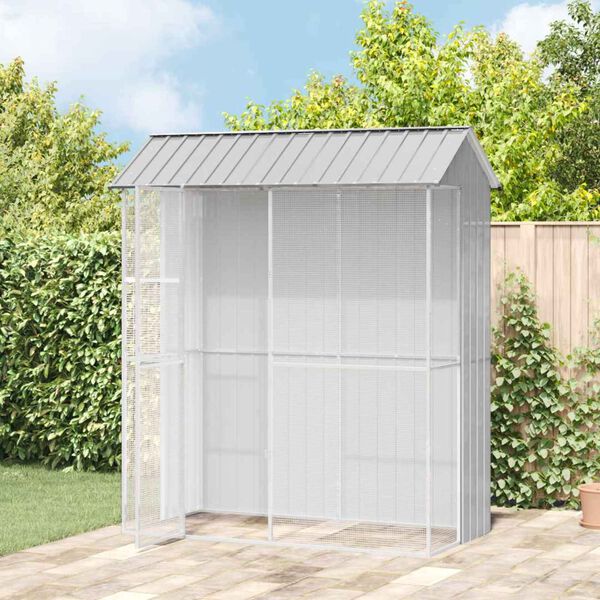 vidaXL Bird Cage Grey 84.65 x 43.31 x 97.24 in Galvanised Steel