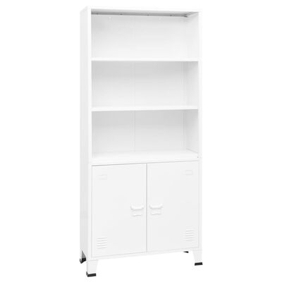 vidaXL Industrial Bookshelf White 31.5"x12.6"x70.9" Steel