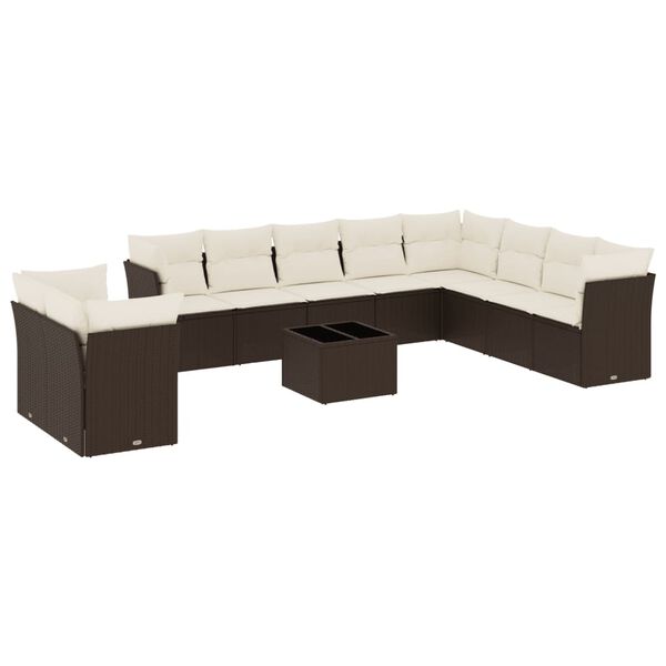 vidaXL Garden Sofa Set Brown, Cream White