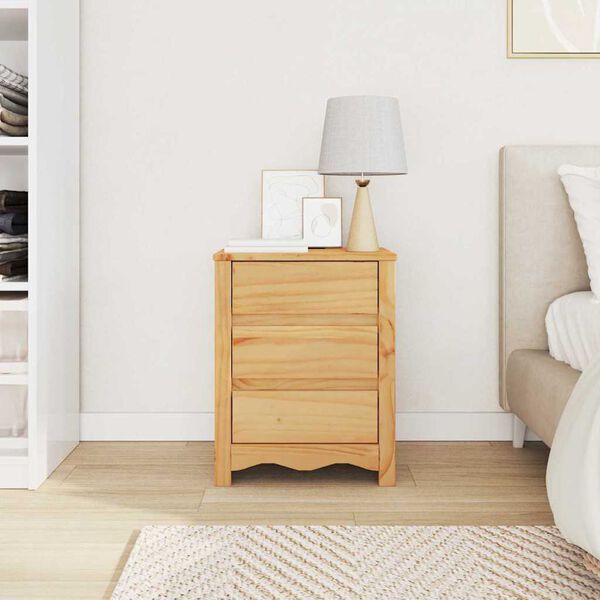 vidaXL Bedside Cabinet Drammen Oak 45 x 35 x 56 cm Solid pine wood