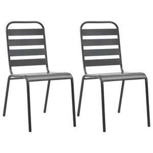 vidaXL Outdoor Chair Set of 2 Dark Grey E-coated and powder-coated steel