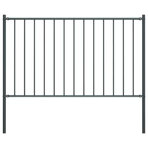 vidaXL Fence Panel with Posts Powder-coated Steel 5.9 ft x 2.5 ft Anthracite