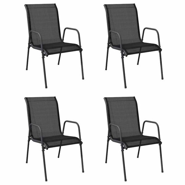 vidaXL Garden Chair Set of 4 Black and Anthracite Steel Standard