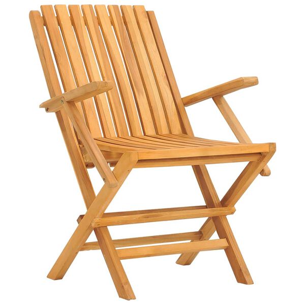 vidaXL Folding Garden Chair Set of 4 Natural Teak Solid Teak Wood