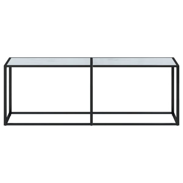 vidaXL Console Table White marble Tempered glass, powder-coated steel