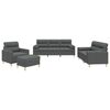 vidaXL Sofa Set Dark Grey Fabric (100% polyester), metal, plywood 3-Seater