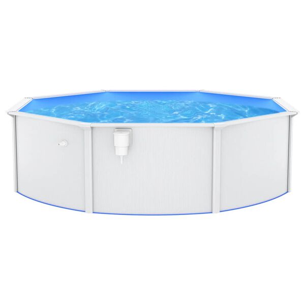 vidaXL Swimming Pool White frame, Blue liner Steel, PVC Large Durable
