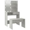 vidaXL Dressing Table Set with LED Concrete Grey Engineered Wood Medium