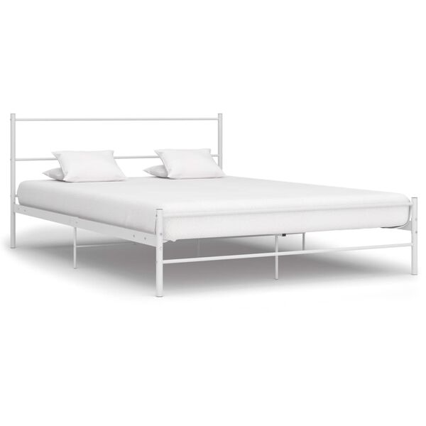 vidaXL Bed Frame White Metal Double Durable Bed Frame Rectangular