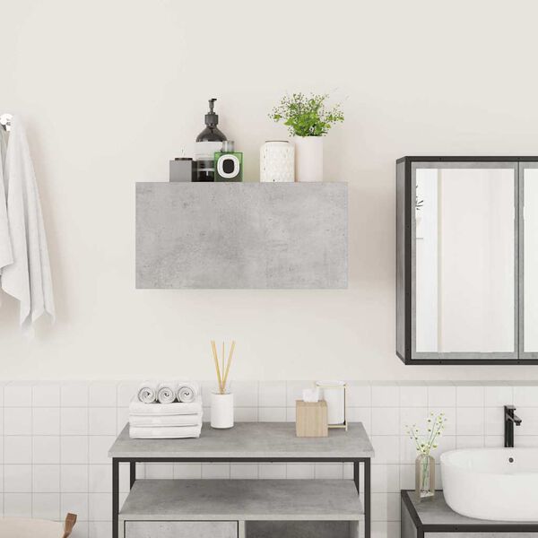 vidaXL Bathroom Wall Cabinet Concrete grey Engineered wood