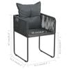 vidaXL Dining Set Black PVC rattan, Powder-Coated Steel, WPC, Aluminum