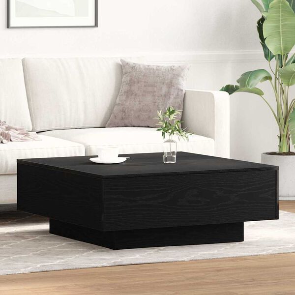 vidaXL Coffee Table Black Oak 31.50 x 31.50 x 12.20 in