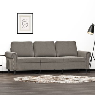 vidaXL 3-Seater Sofa Light Gray 70.9" Velvet