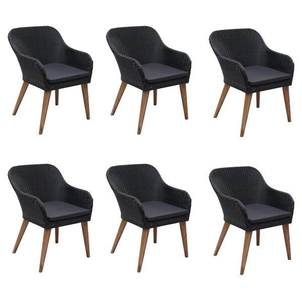 vidaXL 7 Piece Patio Dining Set Black