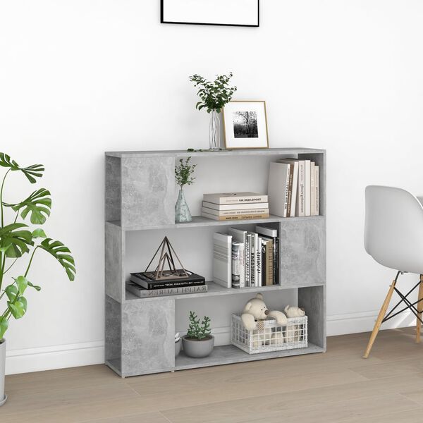 vidaXL Book Cabinet Room Divider Concrete Grey Engineered Wood Medium