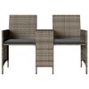 vidaXL Patio Sofa 2-Seater with Table and Stools Grey Poly Rattan
