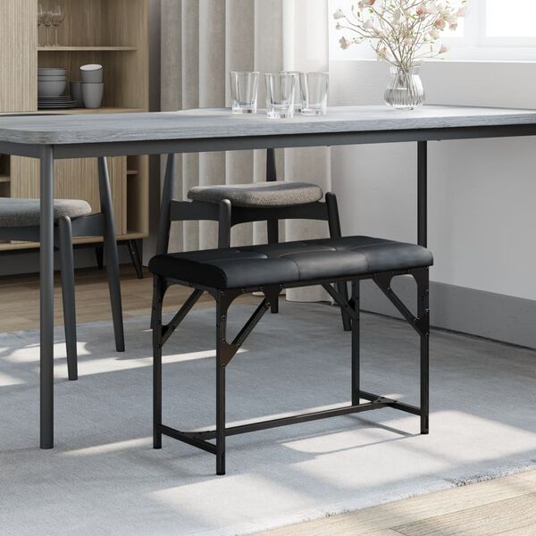 vidaXL Dining Bench Black Steel and Faux Leather