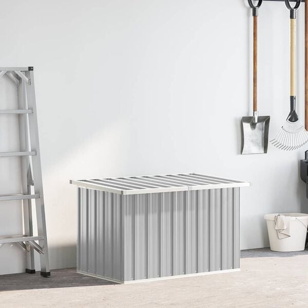 vidaXL Storage Box Gray Galvanized Steel 42.9 in x 26.4 in x 25.6 in