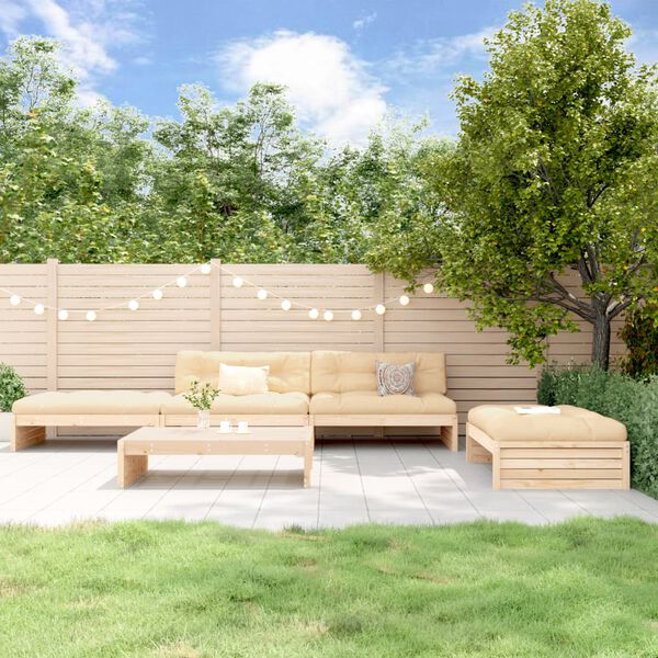 vidaXL Garden Lounge Set Beige, Natural Wood