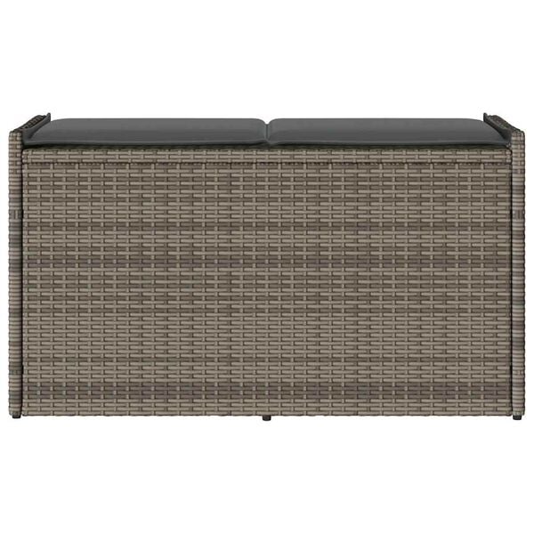 vidaXL Outdoor Storage Bench Grey Poly Rattan, Powder-Coated Steel 39.4 in