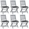 vidaXL Outdoor Chair Set of 6 Grey washed Solid acacia wood, polyester