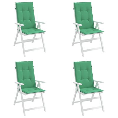 vidaXL Garden Highback Chair Cushions 4 pcs Green 47.2"x19.7"x1.2" Fabric