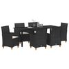 vidaXL Garden Dining Set 7 pcs Black Poly Rattan