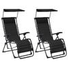 vidaXL Folding Deck Chairs 2 pcs Textilene Black