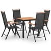 vidaXL Dining Set Black Powder-coated Aluminum, Textilene, WPC