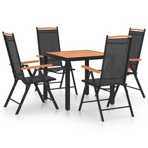 vidaXL Dining Set Black Powder-coated Aluminum, Textilene, WPC
