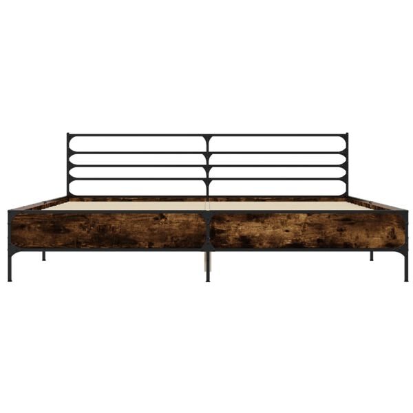 vidaXL Bed Frame Smoked Oak Engineered wood, Metal Super King Bed Frame