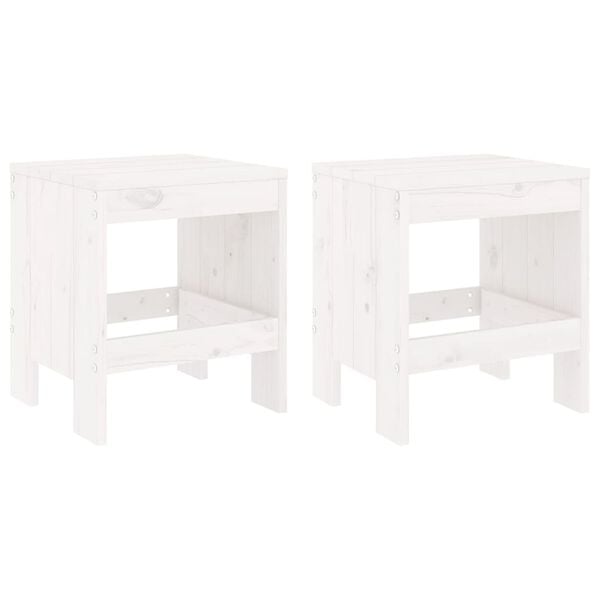 vidaXL Garden Stool Set of 2 White Solid pine wood 15.7x14.2x17.7 in