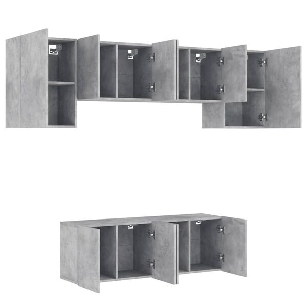 vidaXL TV Wall Unit Concrete grey Engineered wood Large