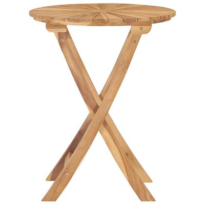 vidaXL Folding Patio Table Ø 23.6" Solid Teak Wood
