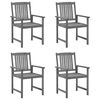 vidaXL Patio Chairs with Cushions 4 pcs Grey Solid Acacia Wood
