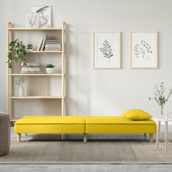 vidaXL Sofa Bed Light Yellow Fabric (100% polyester), plywood Medium